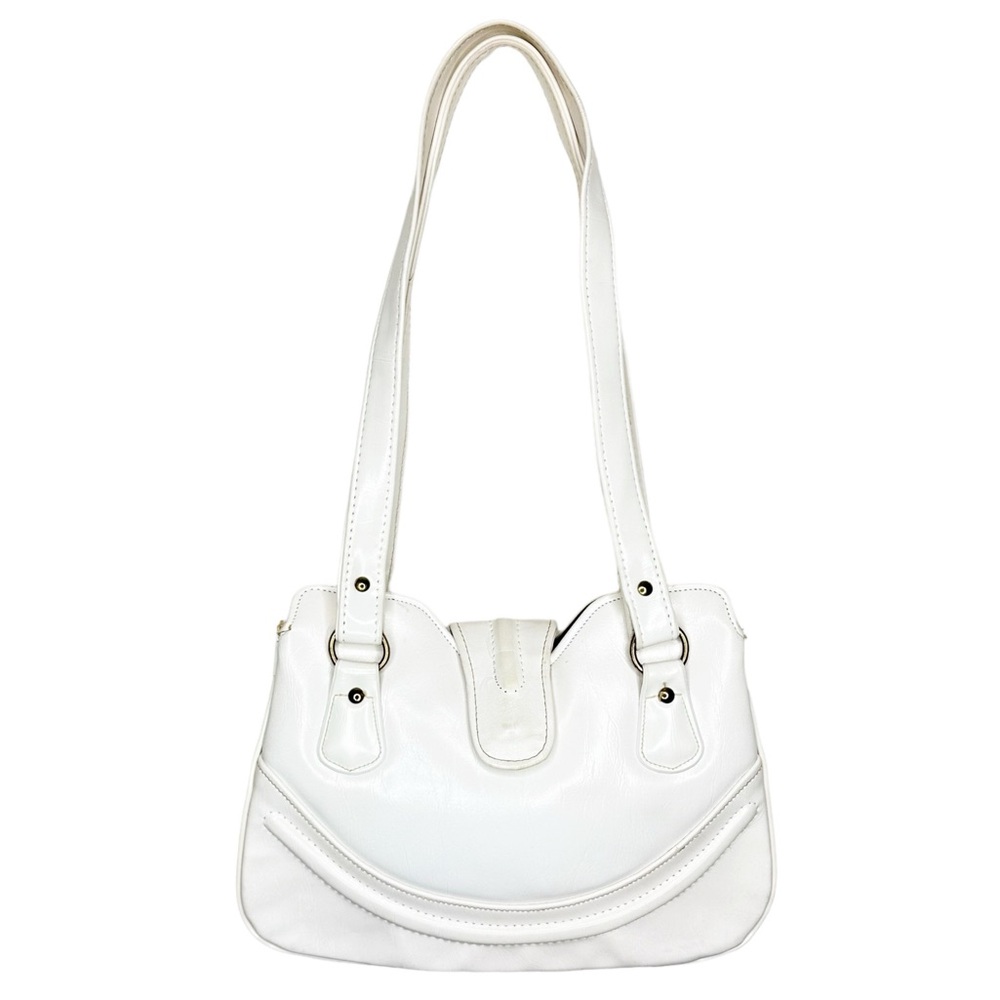 Vintage 60s White Faux Leather Shoulder Bag Purse